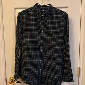 Blue and Green Plaid Button-Up Shirt